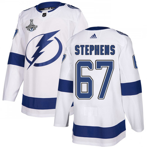 Adidas Tampa Bay Lightning 67 Mitchell Stephens White Road Authentic Youth 2020 Stanley Cup Champions Stitched NHL Jersey